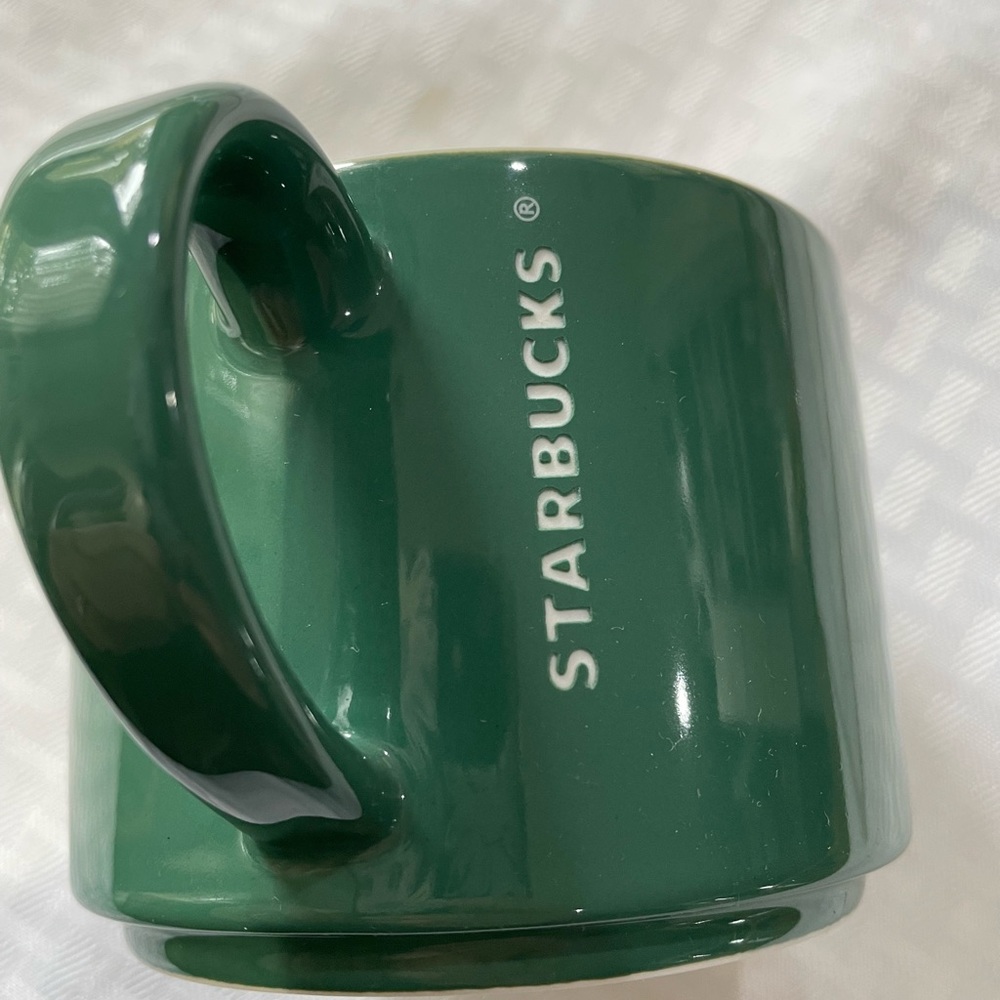 Starbucks green & white coffee tea hot chocolate 12 oz mug